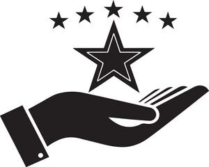 Customer Satisfaction Icon  Five Star Quality, Service Excellence Symbol
