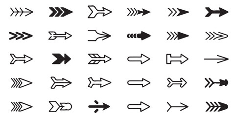 Naklejka premium Long arrows icon. hand drawn arrow, grunge arrow, arrows icon black vector silhouettes