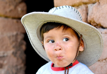 Little latin boy. Poverty concept.