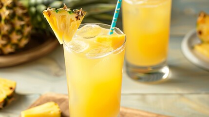 Summer Vibe: Pineapple Cooler with Ice and Umbrella