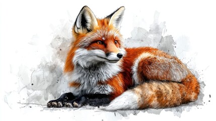 Obraz premium Red Fox in Artistic Watercolor Style