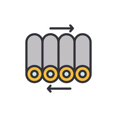 Conveyor colored icons, minimalist vector illustration ,simple transparent graphic element .Isolated on white background