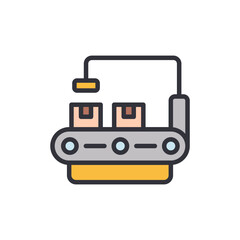 Conveyor colored icons, minimalist vector illustration ,simple transparent graphic element .Isolated on white background