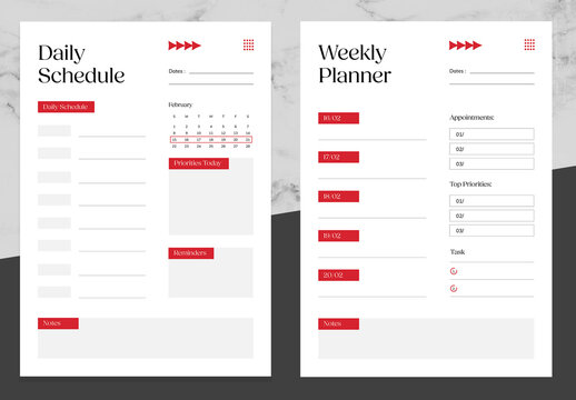Grey And Orange Planner 