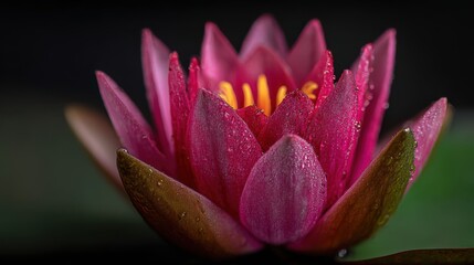 Fototapeta premium Vibrant Pink Water Lily Bloom A Symphony of Color and Serenity in Nature's Display of Beauty