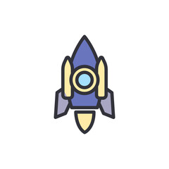 Space rocket colored icons, minimalist vector illustration ,simple transparent graphic element .Isolated on white background