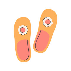 Slippers Flat design style, cute soft slippers, representing comfort and indoor living, perfect for stay-at-home or lifestyle illustrations.