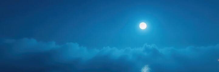 Deep azure sky, veiled in fog, half-moon visible, texture, mystic