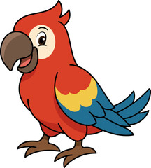 Adorable Cartoon Macaw Parrot Illustration Perfect for Kids' Books, Designs Clipart