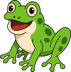 Adorable Cartoon Green Frog Illustration Perfect for Kids' Books, Designs Clipart
