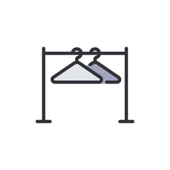 Clothes hanger colored icons, minimalist vector illustration ,simple transparent graphic element .Isolated on white background
