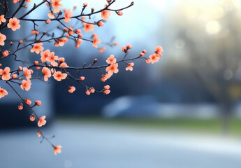 Spring blossoms unveiling nature's beauty in a serene urban landscape
