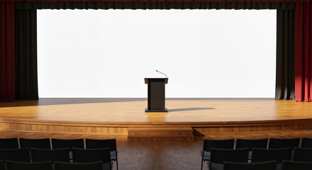 Graduation stage with podium for event visuals, education conference promotions, webinar designs, and academic gathering announcements