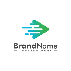 Fast media logo. combination play and speed symbol