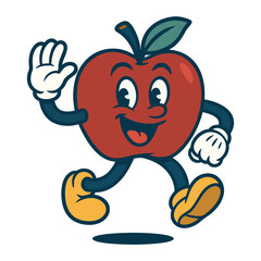 apple funny cartoon mascot character