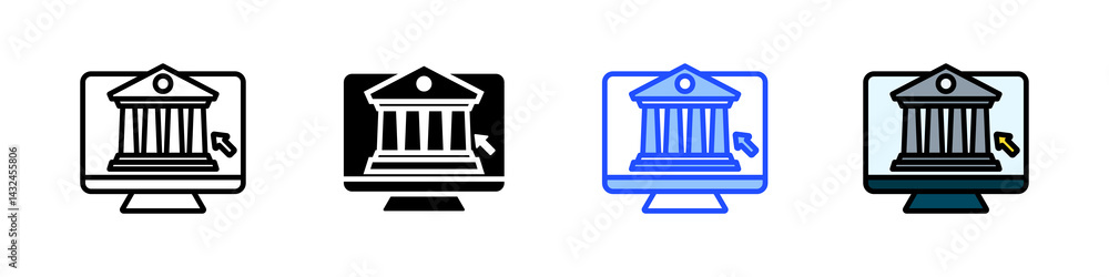 Poster online banking icon collection with multiple styles