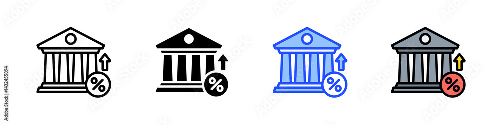 Poster bank rate icon collection with multiple styles