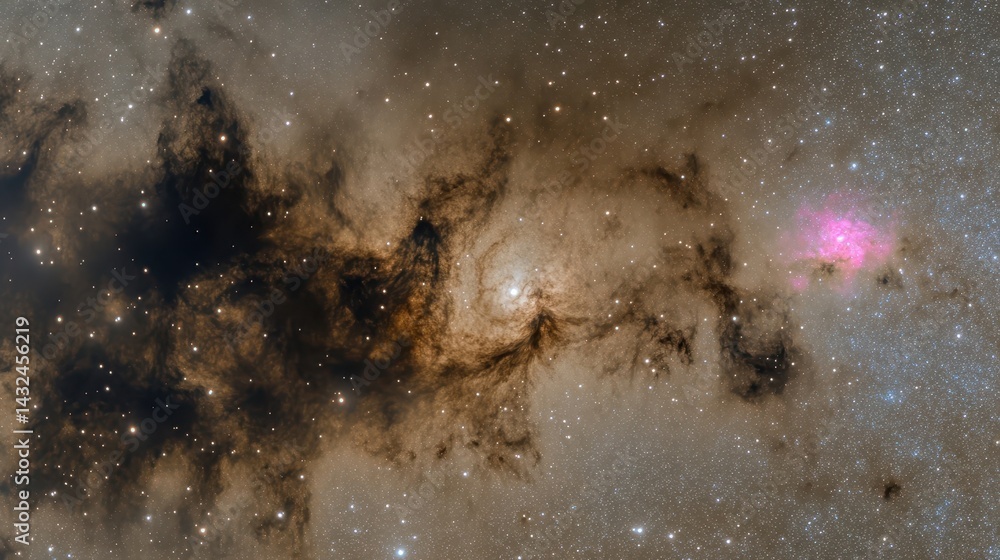 Poster cosmic nebula displays intricate patterns of dust and gas.