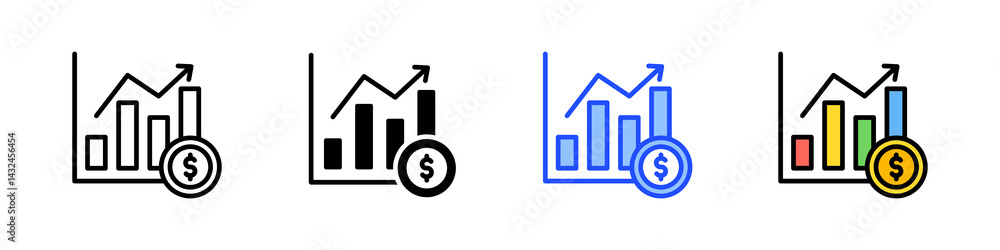 Poster growth chart icon collection with multiple styles