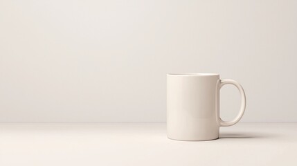 Obraz premium A simple, white ceramic mug is placed on a minimalistic surface, emphasizing a clean and modern aesthetic.