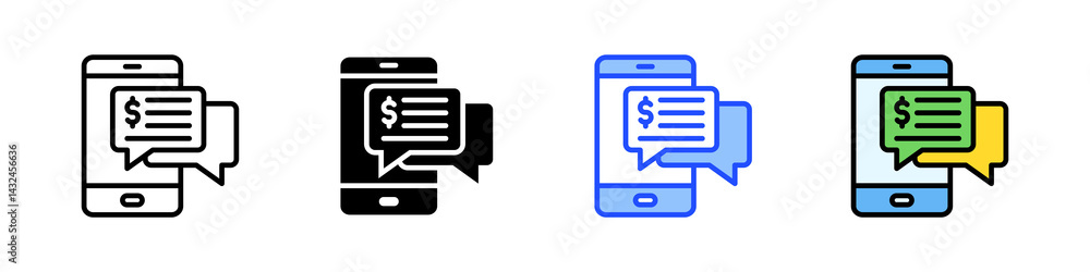 Poster sms banking icon collection with multiple styles