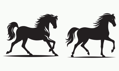 Horse Silhouettes Vector Animal Illustration