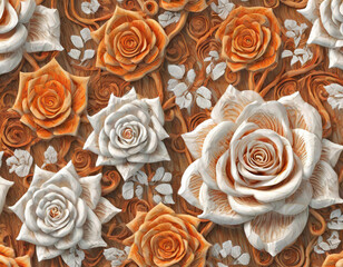 Wood carving art, beautiful nature, spring flower background, beautiful rose flower - 목각 아트, 아름다운 자연, 봄 꽃 배경, 아름다운 장미 꽃