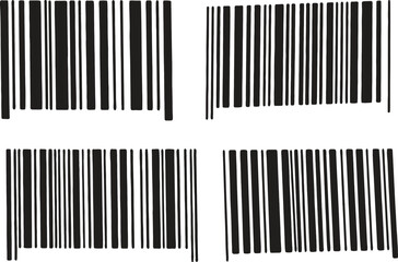 Abstract Barcode stock images on white background. Sample Bar codes texture close up macro shot. Automated data capture to identify products and track them throughout the supply chain. Editable vector