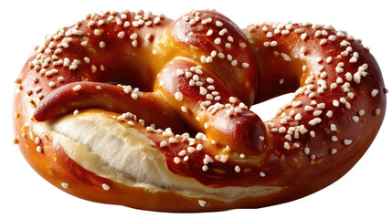 Delicious Pretzel with Sesame Seeds: A close-up shot of a warm, golden-brown pretzel, sprinkled with sesame seeds, offering a delightful treat.