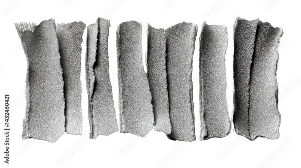 Aufkleber torn paper strips: strips of torn paper arranged in a modern composition, capturing the rawness and 