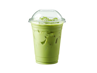 Refreshing Green Drink With Ice Cubes isolated on a transparent background
