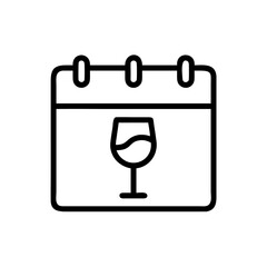 Calendar with Wine Glass Icon Design