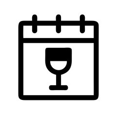 Calendar with Wine Glass Icon Design