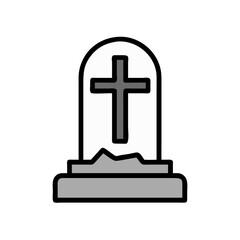 Cemetery Gravestone with Cross Icon Design