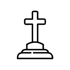 Cemetery Gravestone with Cross Icon Design