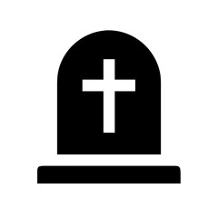 Cemetery Gravestone with Cross Icon Design