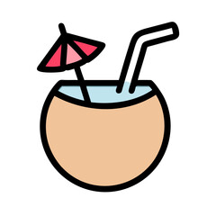Coconut Drink with Garnish Icon Design