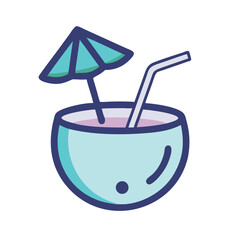 Coconut Drink with Garnish Icon Design