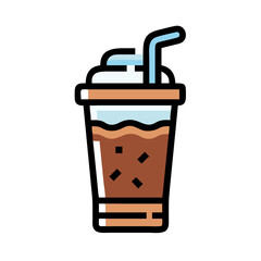 Cold Coffee Beverage Cup Icon Design