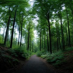 Obraz premium GrÃ¼nes Wald Panorama im Sommer.