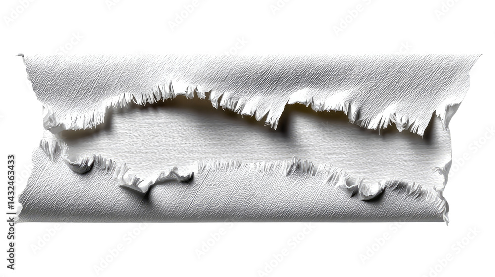 Poster torn paper texture: close-up captures the raw texture of torn paper, revealing the delicate interpla