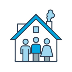 Family House with Chimney Icon Design