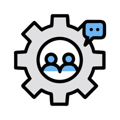 Gear with Group Chat Bubble Icon Design