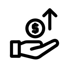 Hand with Coin and Arrows Icon Design