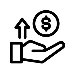 Hand with Coin and Arrows Icon Design