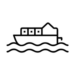 Naklejka premium Houseboat Floating on Water Icon Design
