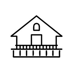 House with Balcony Railings Icon Design
