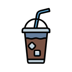 Iced Coffee Cup with Straw Icon Design