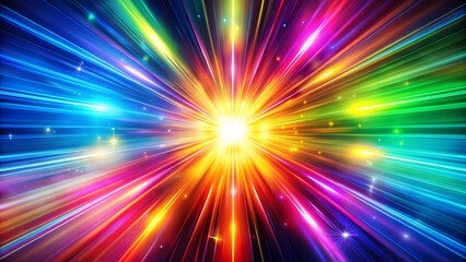 幻想的な虹色の光線、放射のイメージ