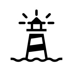 Lighthouse on Coastal Base Icon Design